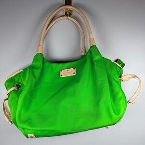Kate Spade Vibrant Green Nylon Tote with Leather Handles